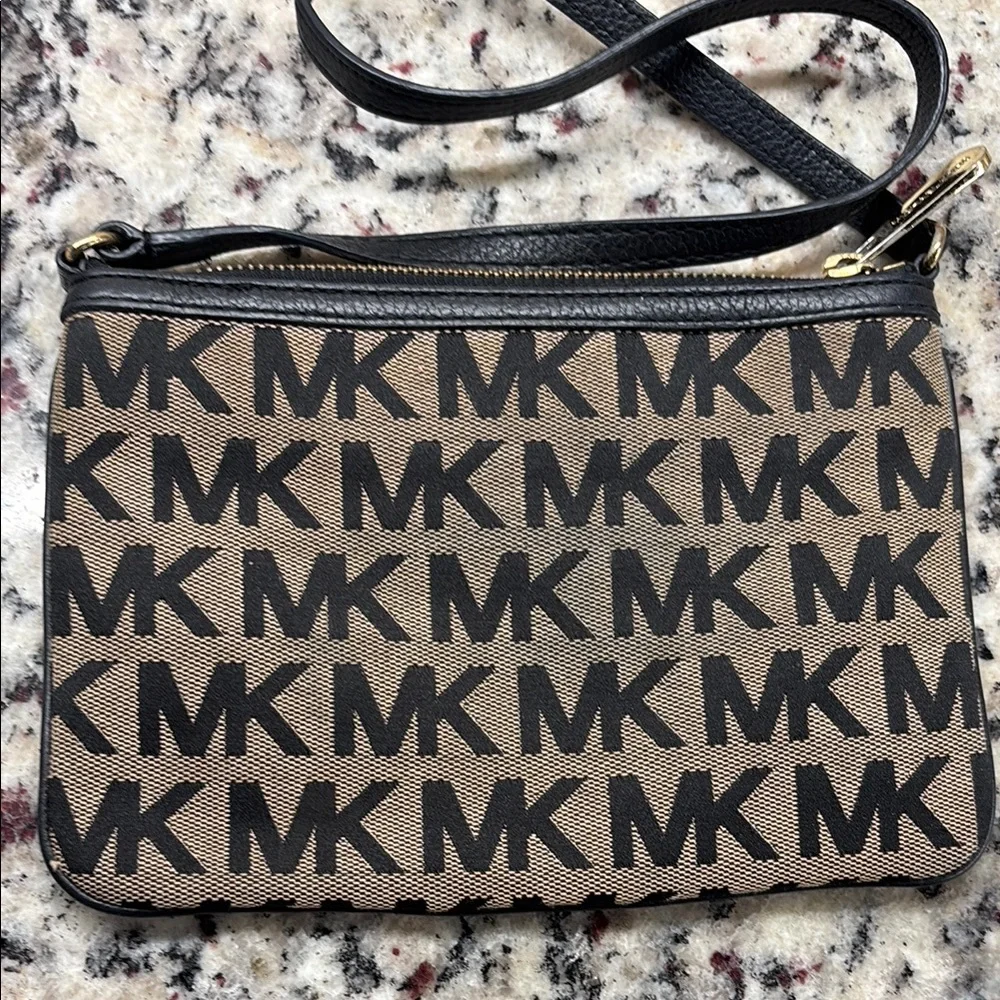 Michael Kors Brown and Black‎ Crossbody Bag with Monogram Print